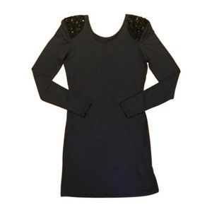Topshop Sequin Shoulder Pad Gray Dress 12 NWOT